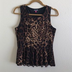 VINCE CAMUTO | Cheetah peplum size small